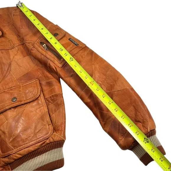Vintage Casablanca Patchwork Zig Zag Stitch Leather Bomber Jacket